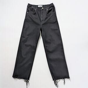 Reformation Emma Jeans 28 Black Raw Hem Sustainable Denim Contemporary Style